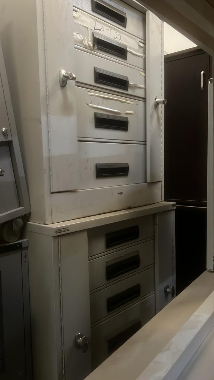 2 Metallic 5-drawer cabinets