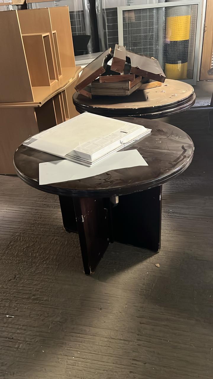 3 Wooden round tables