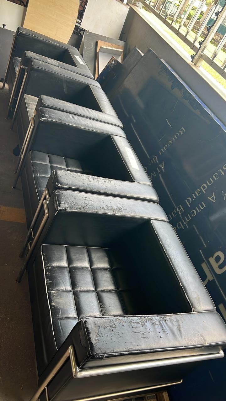 4 Leather arm chairs