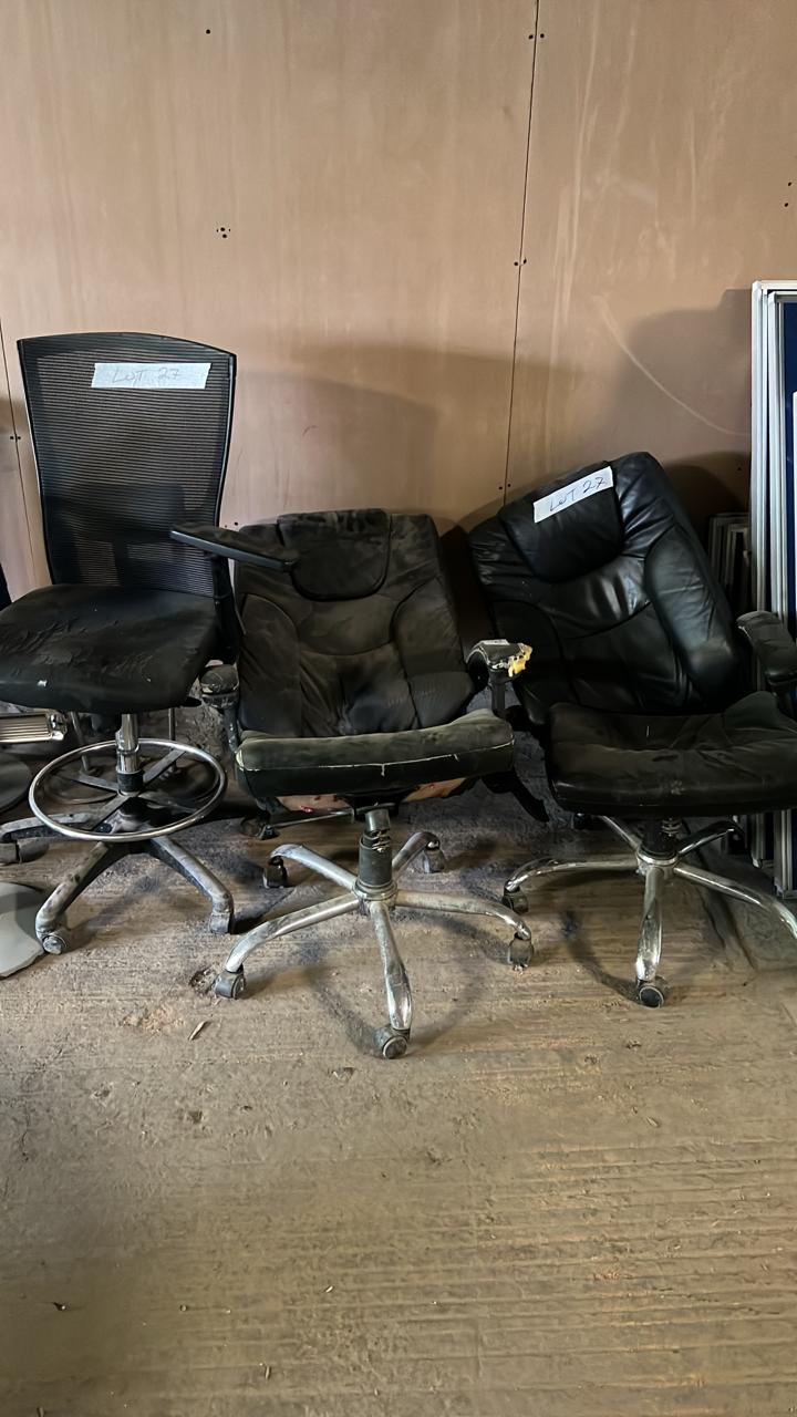 3 Rolling arm chairs